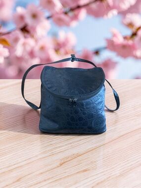 Carlos Falchi Vintage Black Leather Bag - Pebbled Finish - Many Compartments !!!